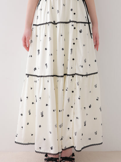 Monochrome flower ribbon onepiece(eme11062)