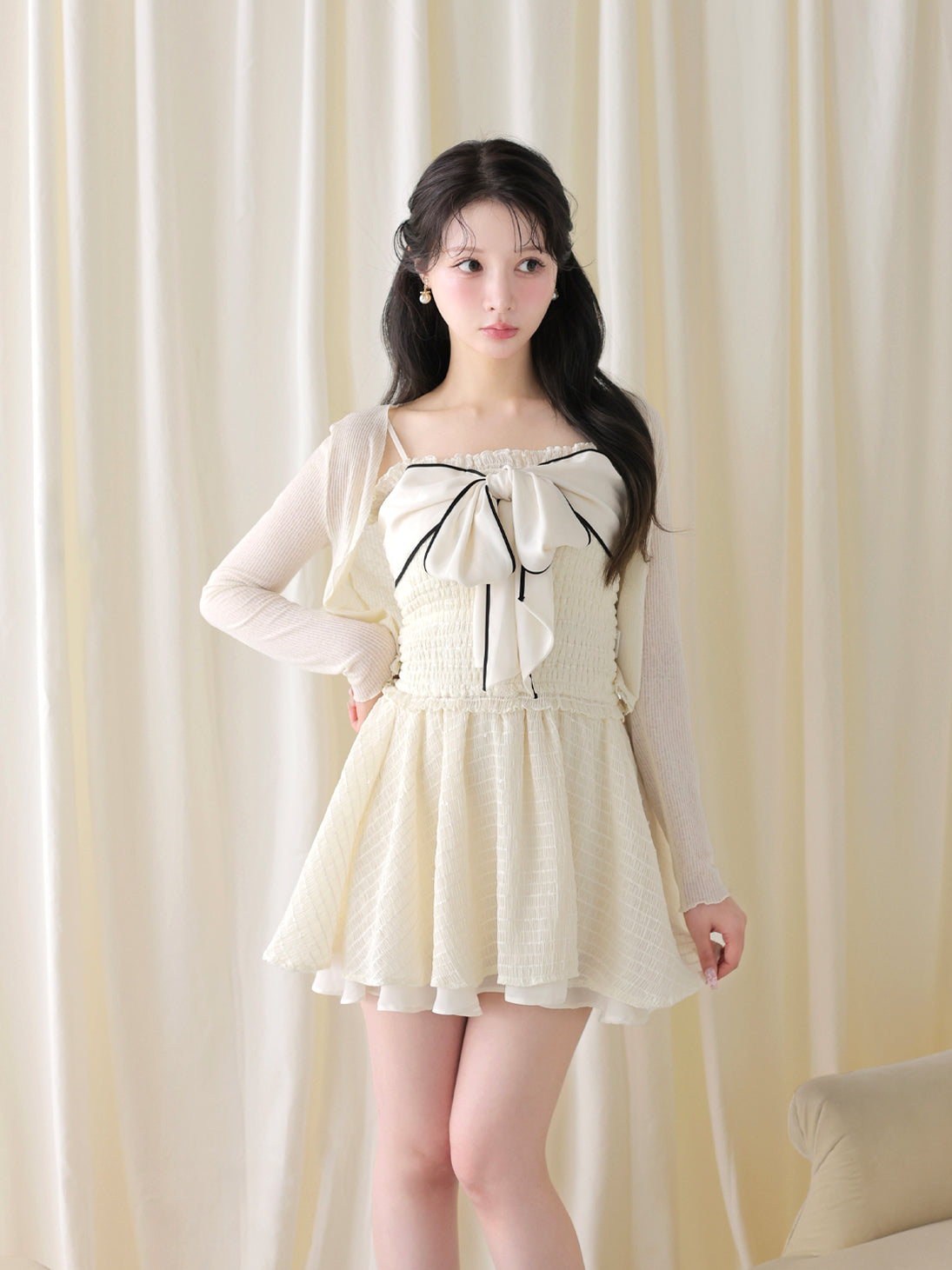 model：160cm　(size：F　color：White)