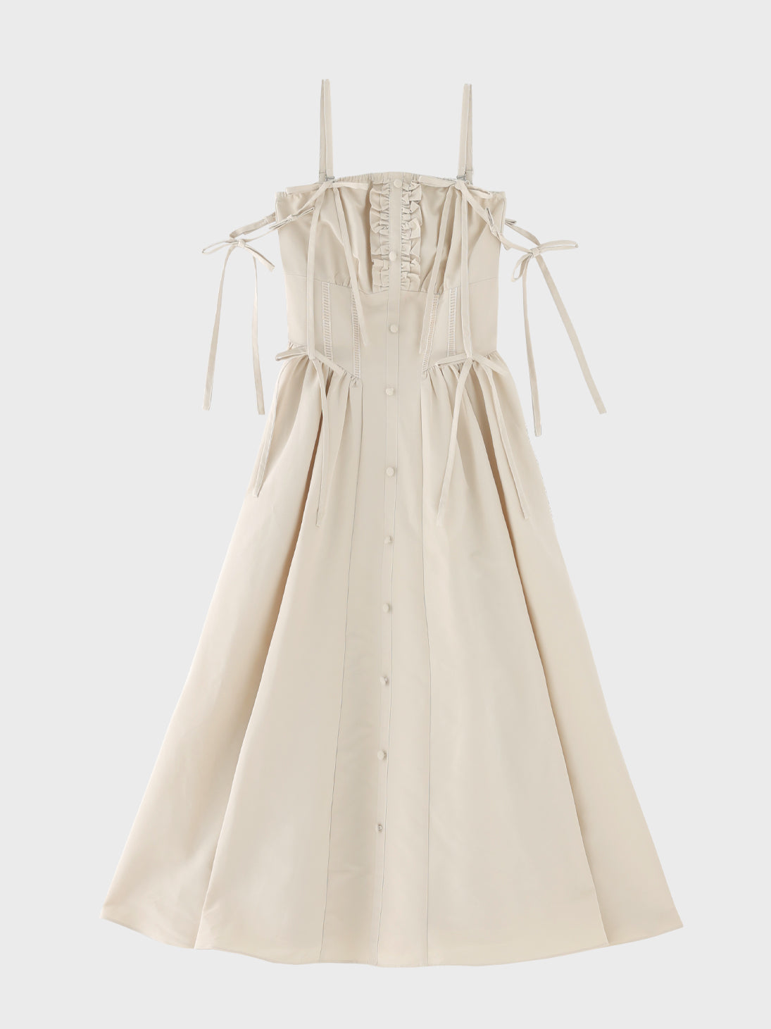 【Pre Order】Broad ribbon bare flare onepiece(eme11064)