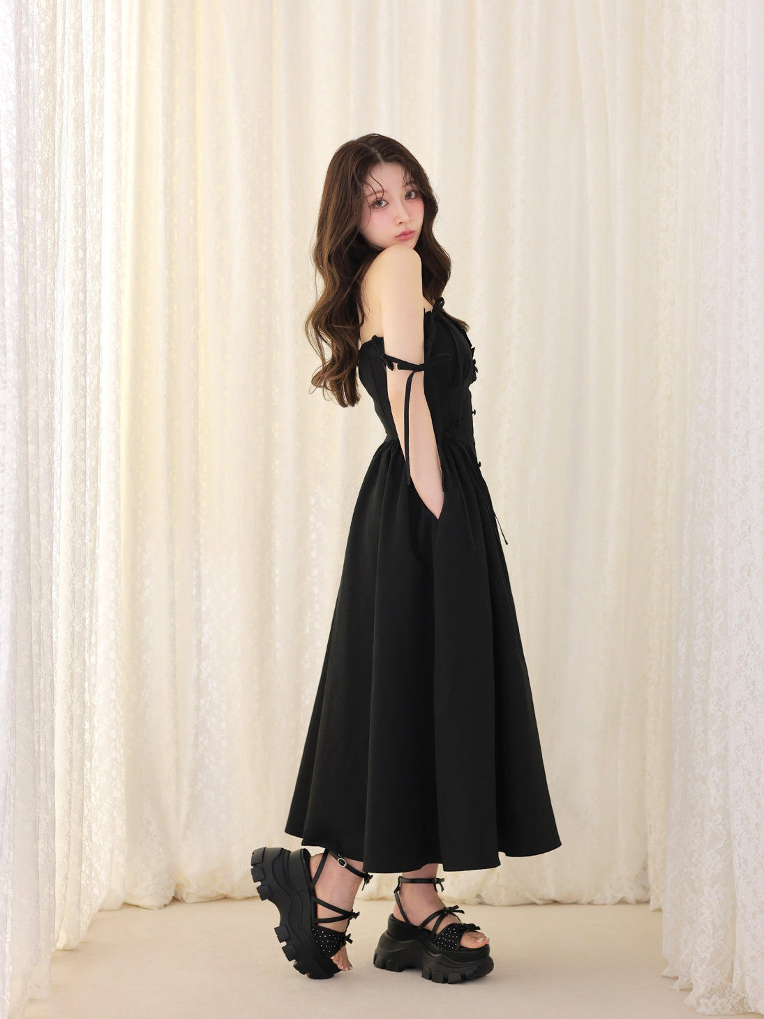 model：160cm　(size：F　color：Black)