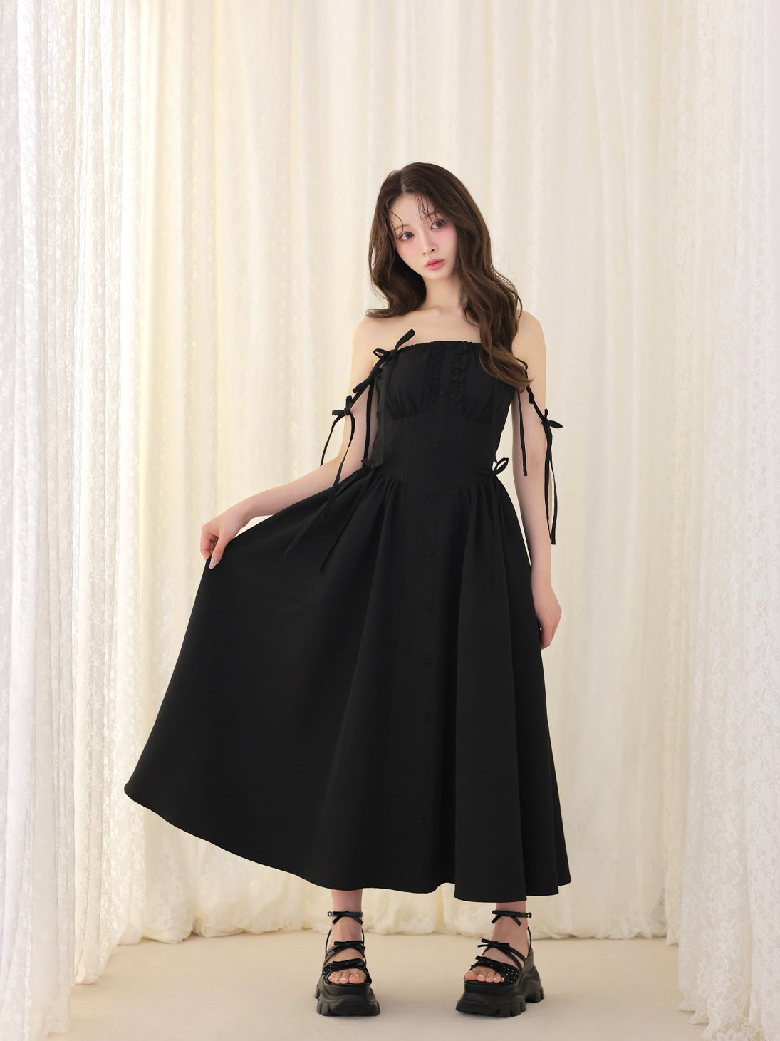 model：160cm　(size：F　color：Black)
