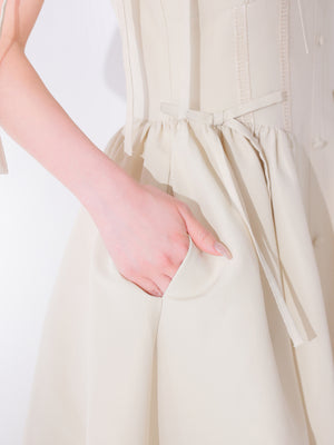 【Pre Order】Broad ribbon bare flare onepiece(eme11064)