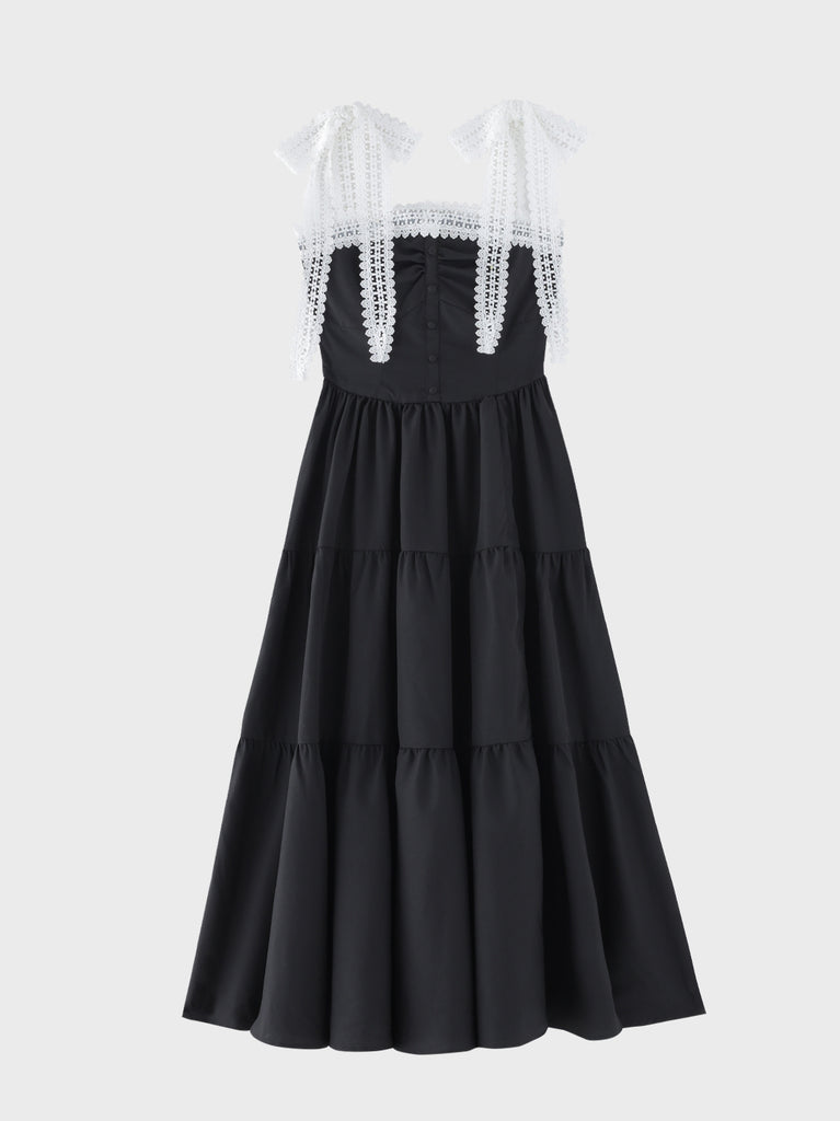 Lace line tiered long onepiece(eme11065)