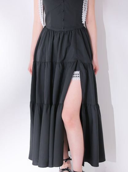 Lace line tiered long onepiece(eme11065)