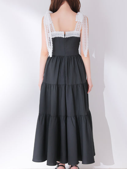 Lace line tiered long onepiece(eme11065)