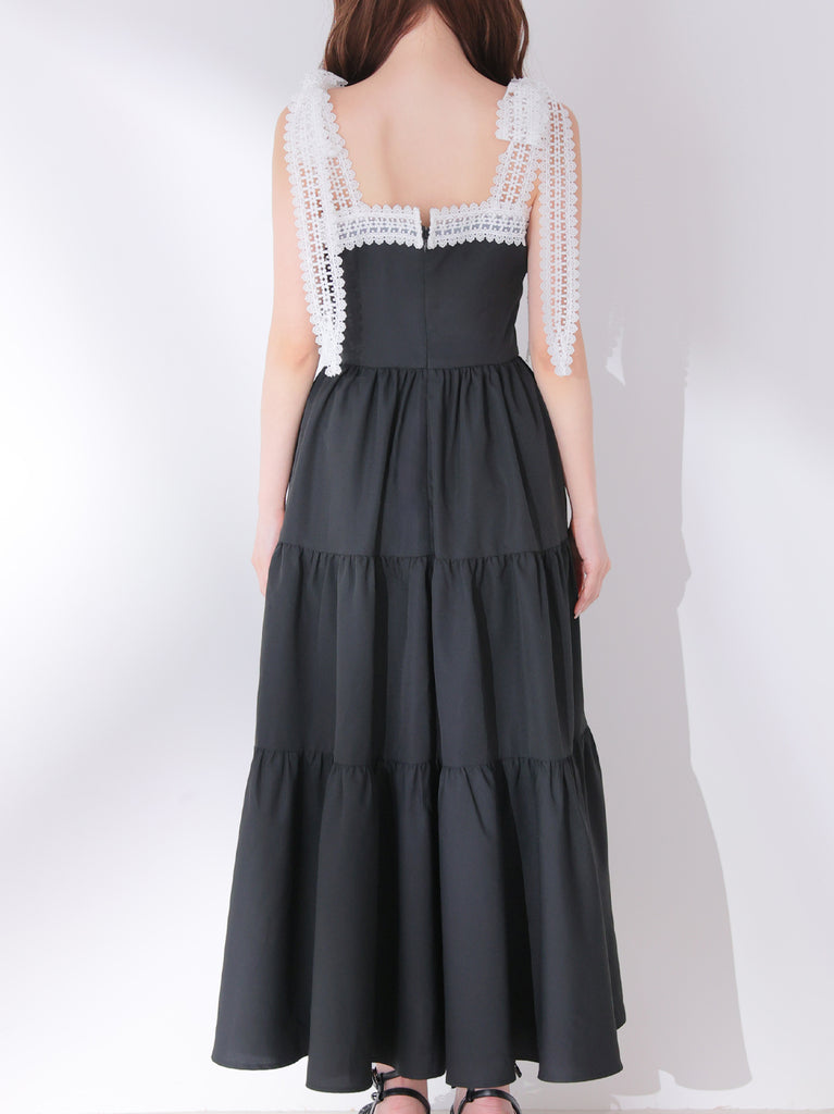 Lace line tiered long onepiece(eme11065)