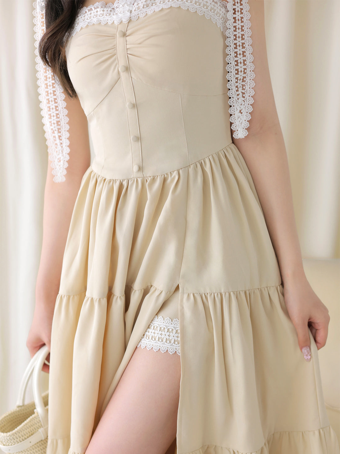 Lace line tiered long onepiece(eme11065) – M me eme