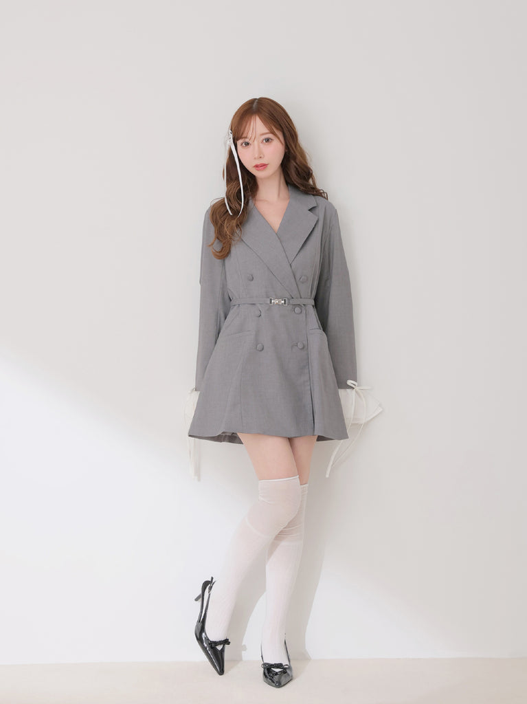 Frill sleeve chiffon docking jacket(eme11066)