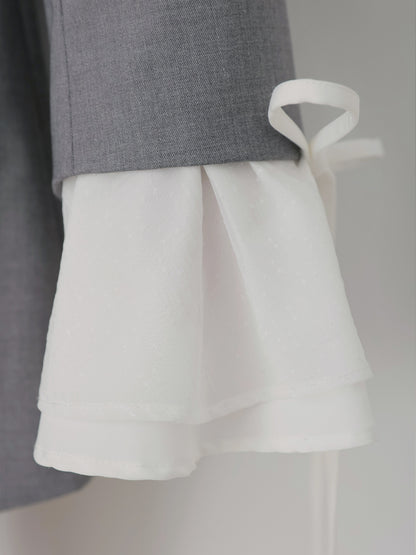 Frill sleeve chiffon docking jacket(eme11066)