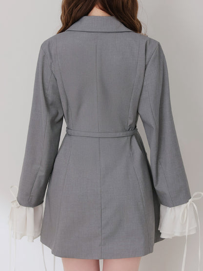 Frill sleeve chiffon docking jacket(eme11066)