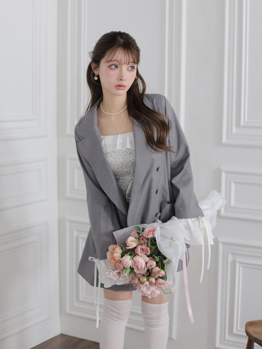 model：160cm　(size：F　color：Gray)