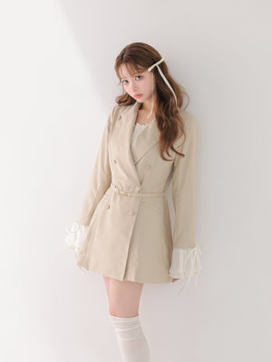 Frill sleeve chiffon docking jacket(eme11066)