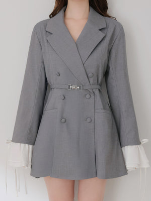 Frill sleeve chiffon docking jacket(eme11066)