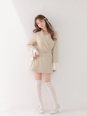 Frill sleeve chiffon docking jacket(eme11066)