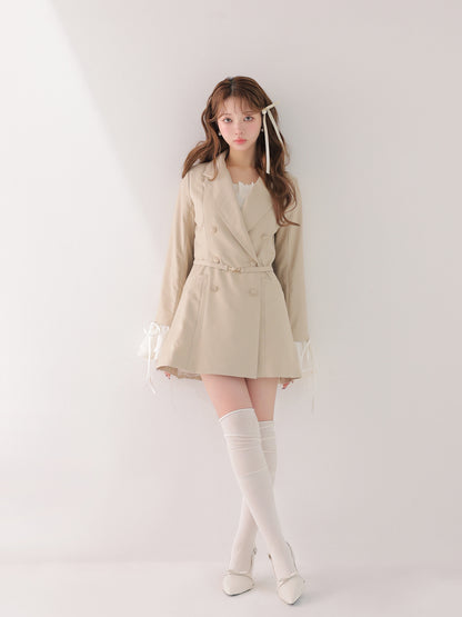 Frill sleeve chiffon docking jacket(eme11066)