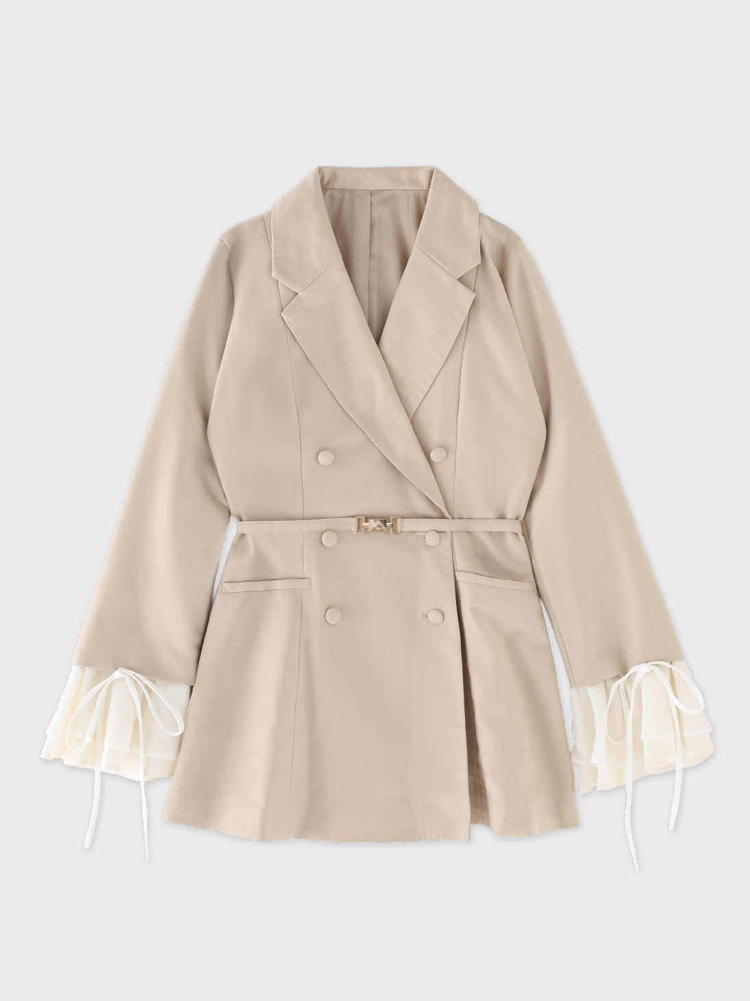 Frill sleeve chiffon docking jacket(eme11066)