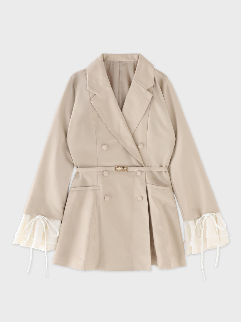 Frill sleeve chiffon docking jacket(eme11066)