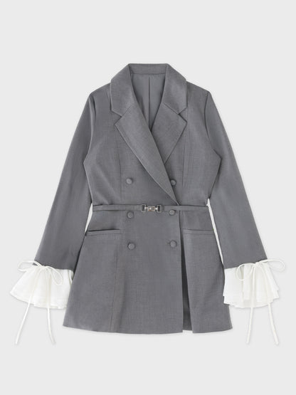 Frill sleeve chiffon docking jacket(eme11066)