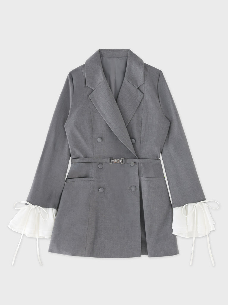 Frill sleeve chiffon docking jacket(eme11066)