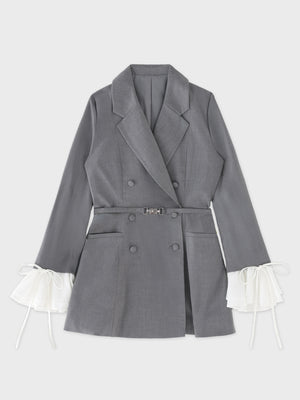 Frill sleeve chiffon docking jacket(eme11066)