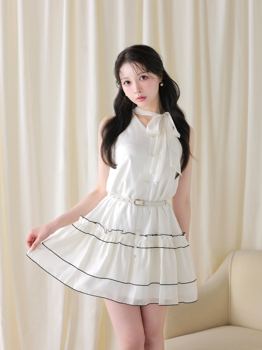 model：160cm　(size：F　color：White)