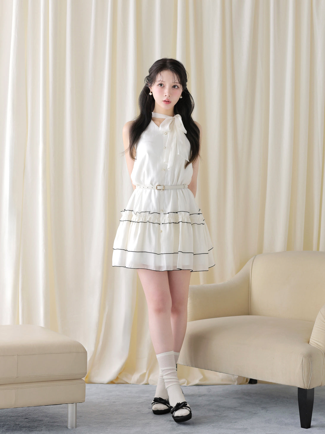 çmodel：160cm　(size：F　color：White)