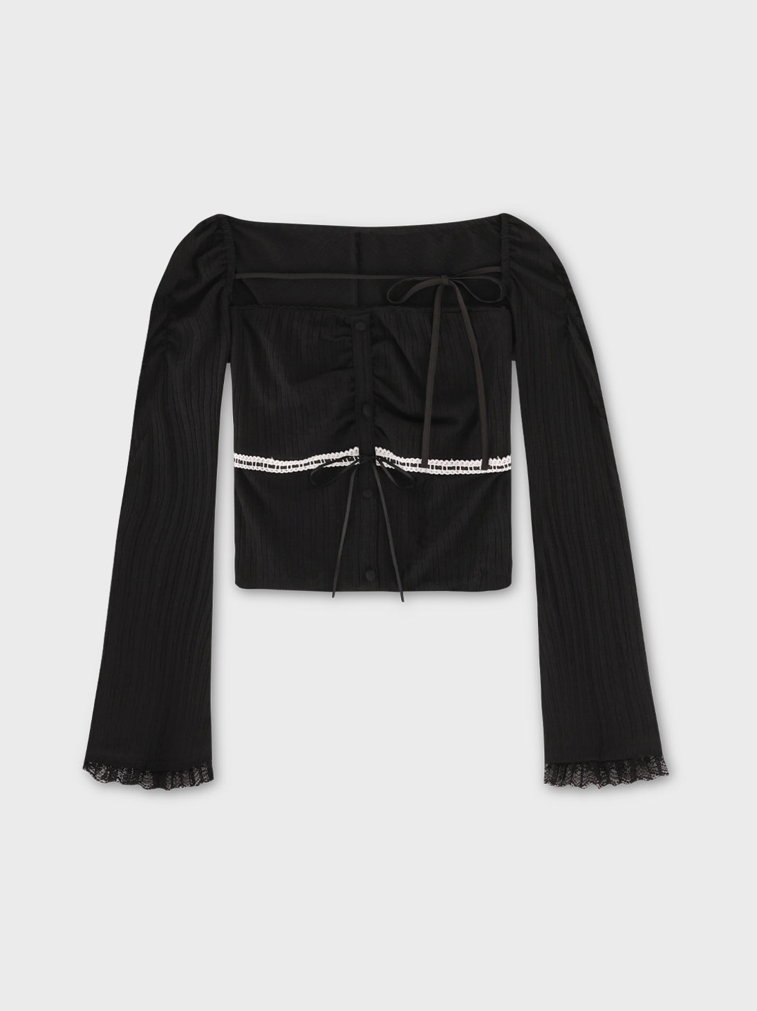 Bell sleeve ribbon bare top ensemble(eme11069)