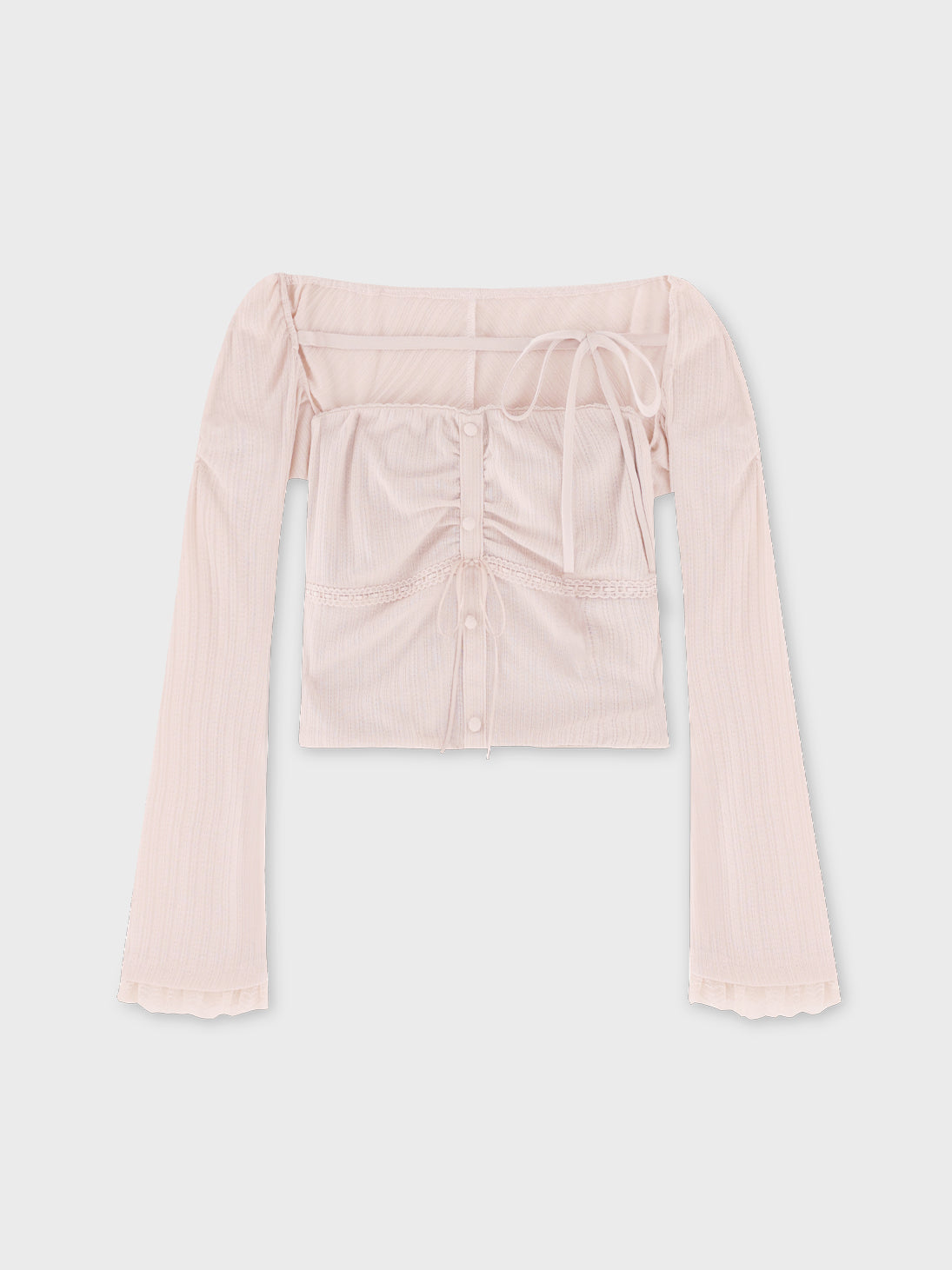 Bell sleeve ribbon bare top ensemble(eme11069)