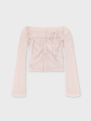 Bell sleeve ribbon bare top ensemble(eme11069)