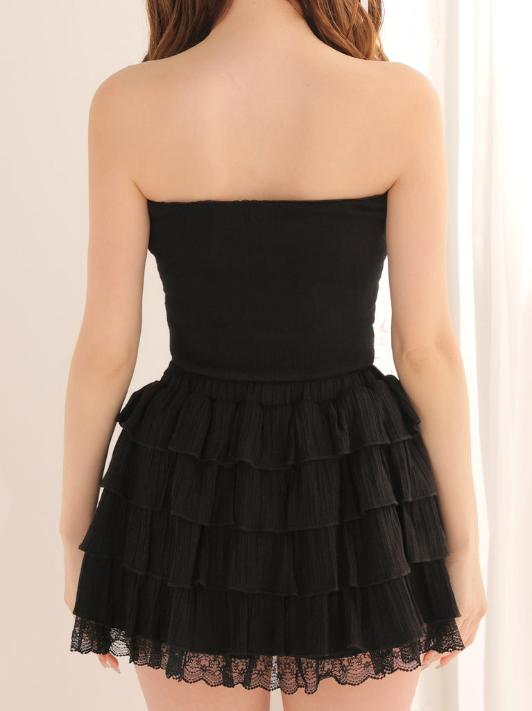 Bell sleeve ribbon bare top ensemble(eme11069)