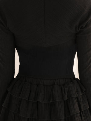 Bell sleeve ribbon bare top ensemble(eme11069)