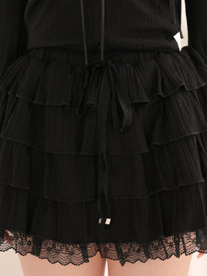 Tiered frill gathered mini skirt (eme11031)