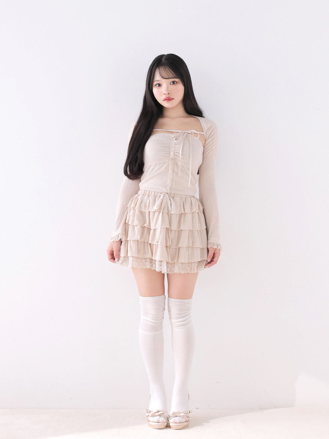 Bell sleeve ribbon bare top ensemble (eme11069) – M me eme