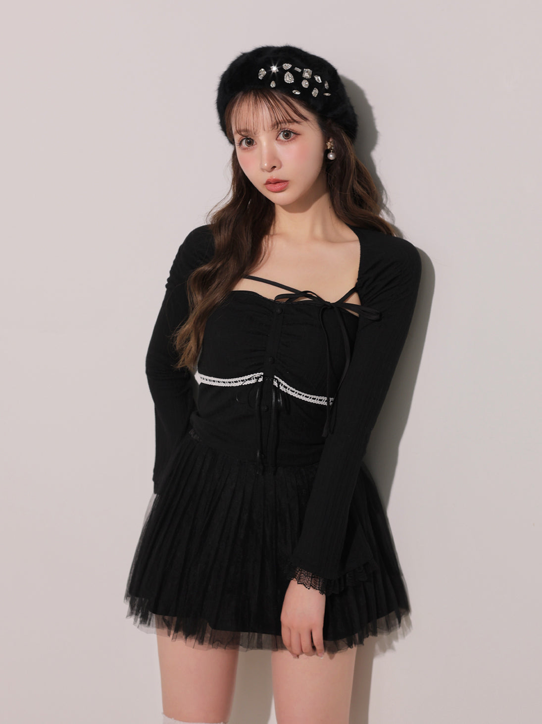 model：160cm　(size：F　color：Black)