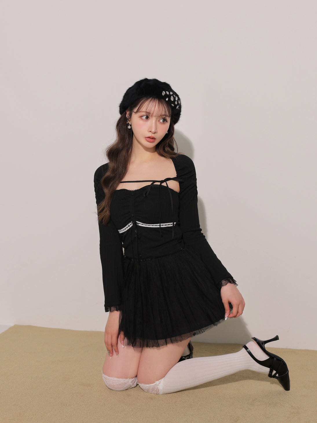 model：160cm　(size：F　color：Black)