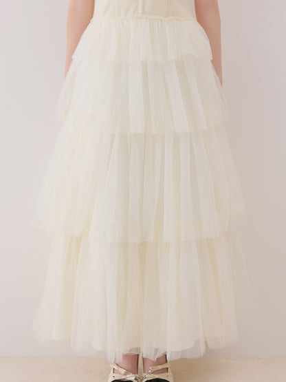 Regal ribbon tulle long onepiece(eme11071)