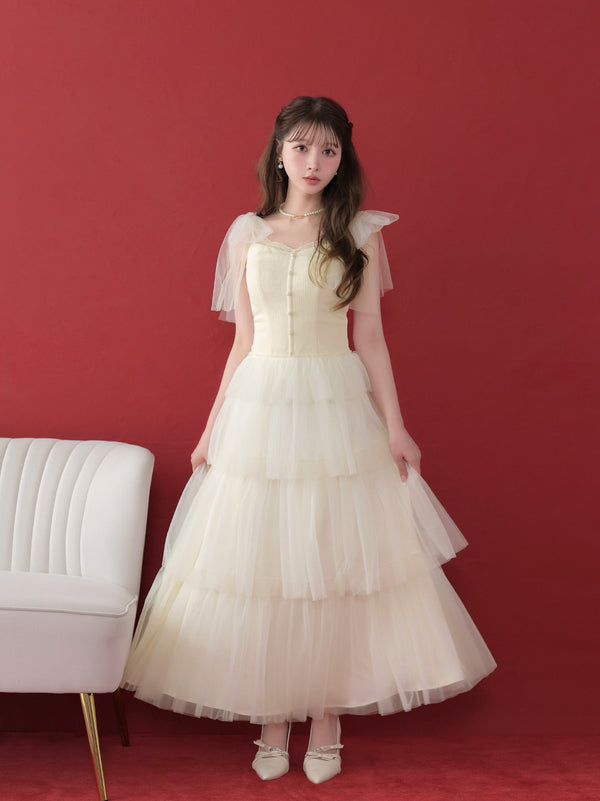 Regal ribbon tulle long onepiece(eme11071)