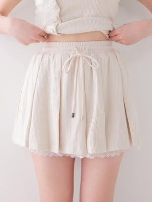 Lace lame rib knit three piece setup(eme11073)