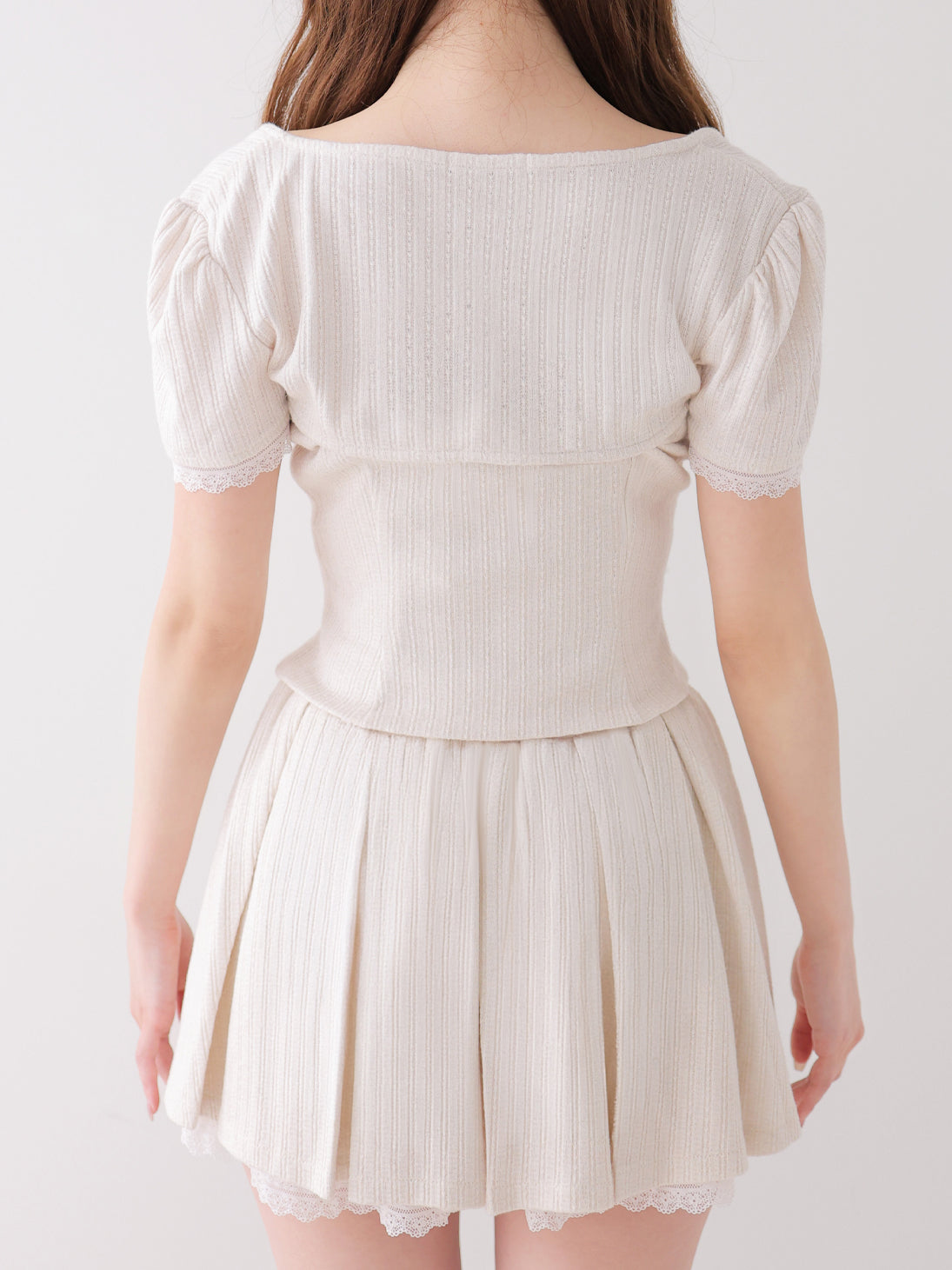 Lace lame rib knit three piece setup(eme11073)