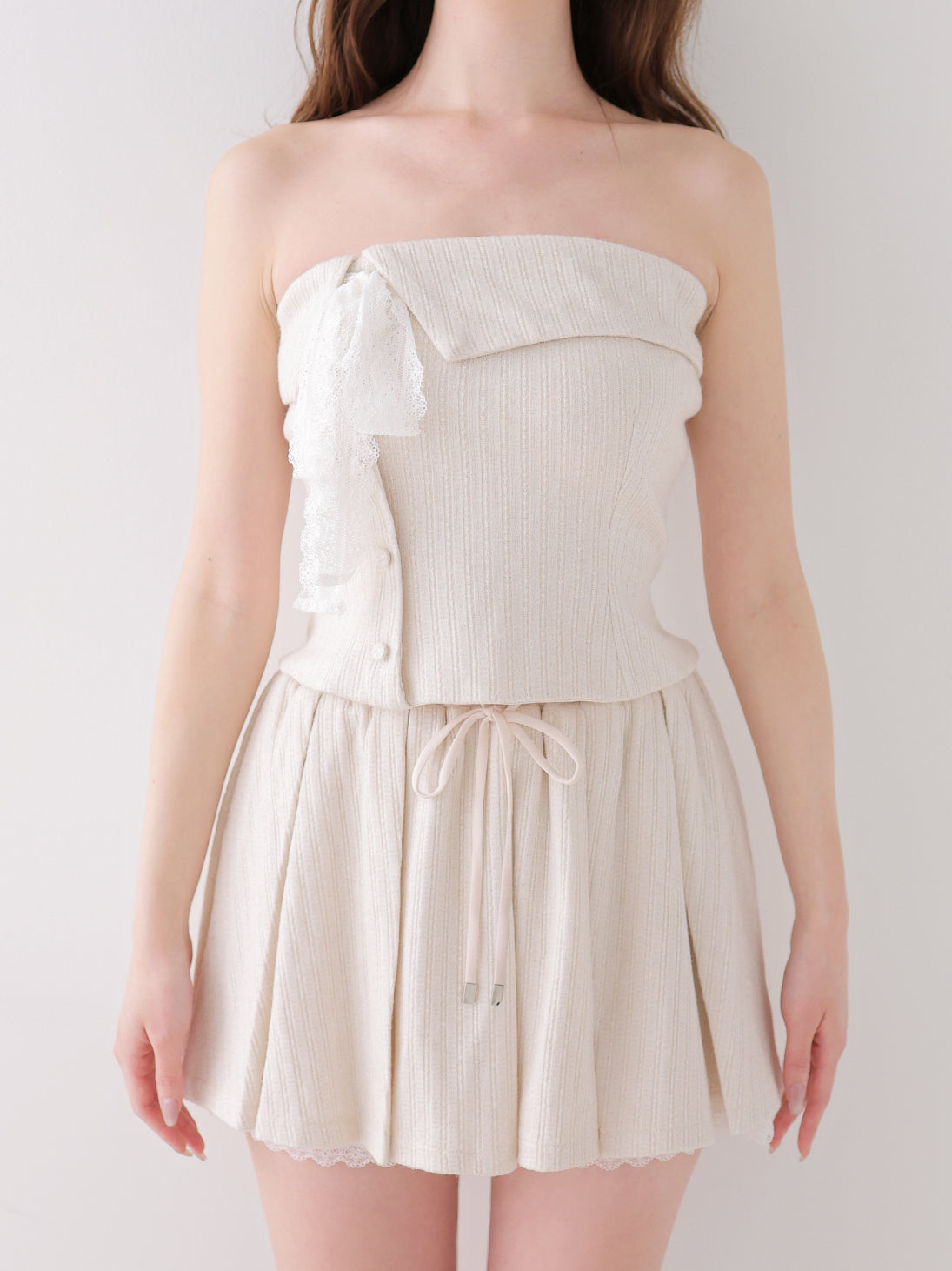 Lace lame rib knit three piece setup(eme11073)