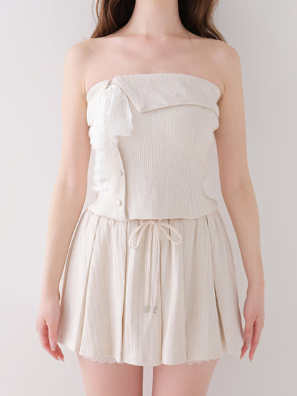 Lace lame rib knit three piece setup(eme11073)
