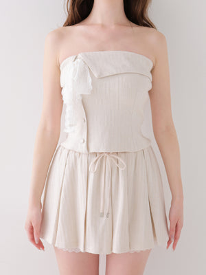 Lace lame rib knit three piece setup(eme11073)