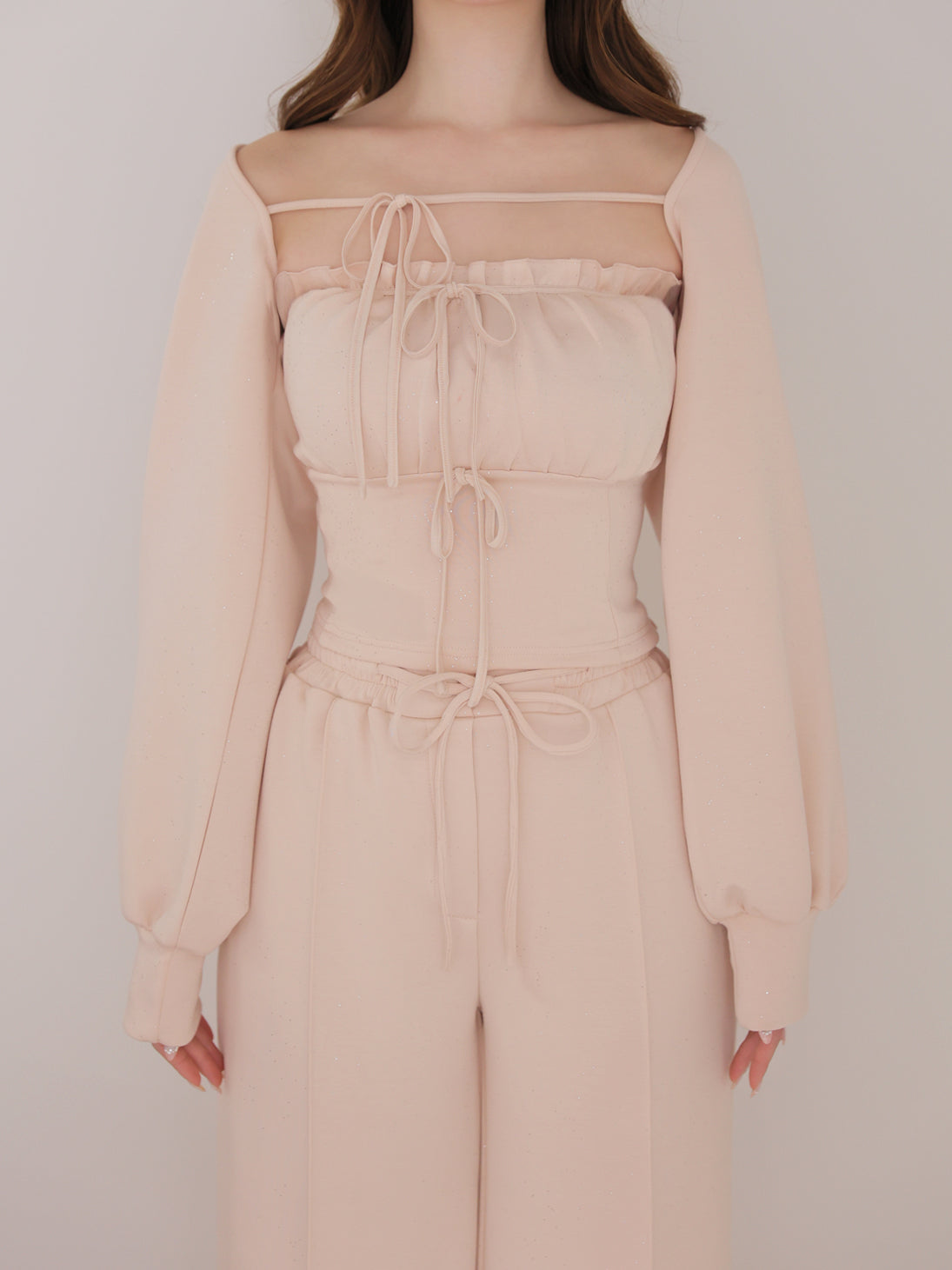 Smooth double knit bare ensemble(eme11078)