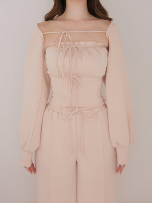 Smooth double knit bare ensemble(eme11078)