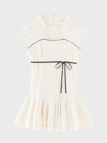 Bicolor ribbon french sleeve mini onepiece(eme11081)