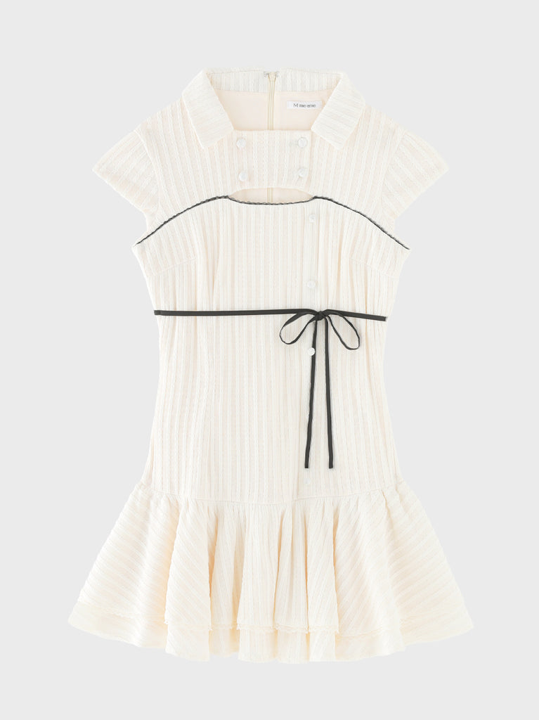 Bicolor ribbon french sleeve mini onepiece(eme11081)