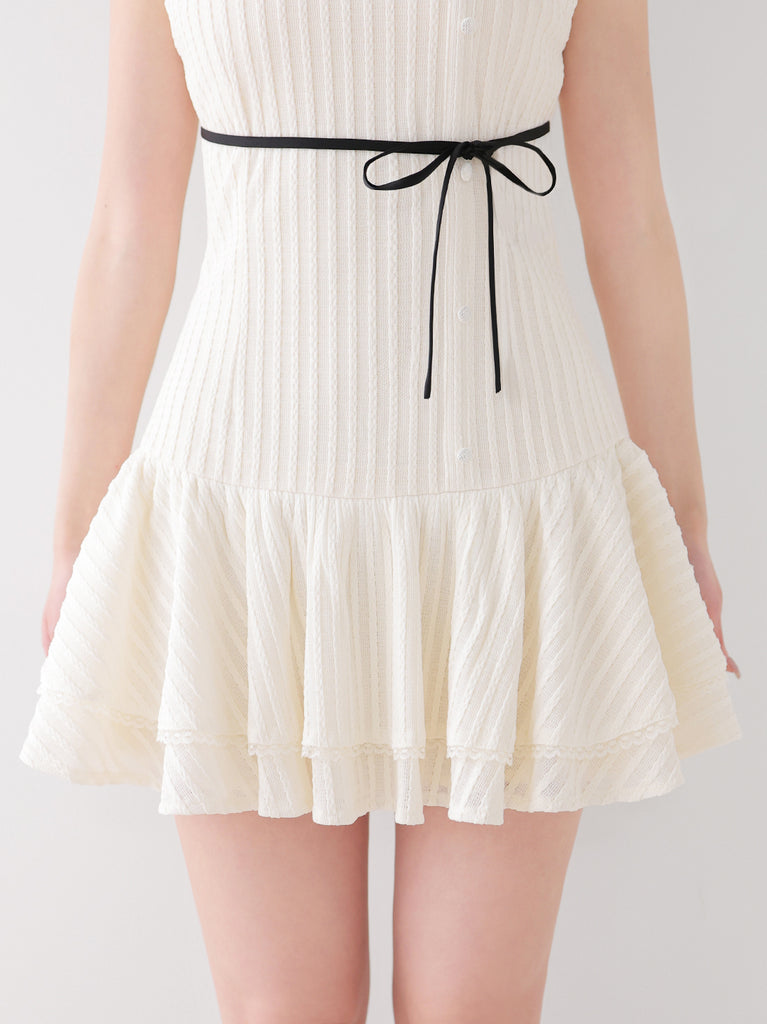 Bicolor ribbon french sleeve mini onepiece(eme11081)