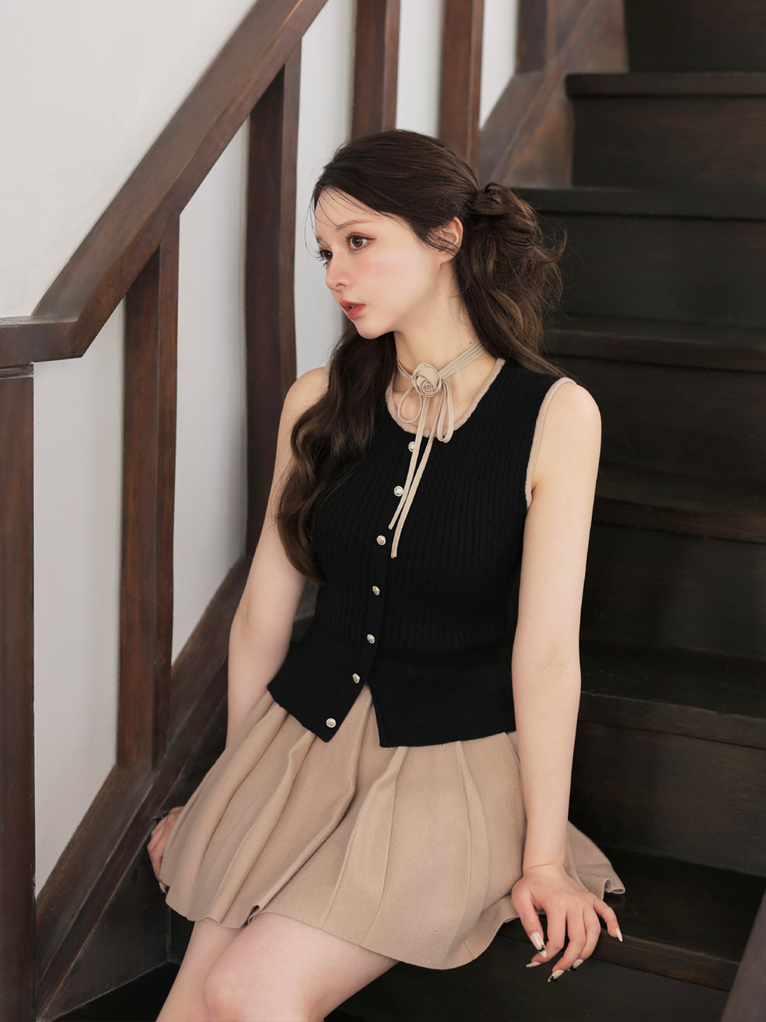 Rose brooch piping knit setup(eme11084)