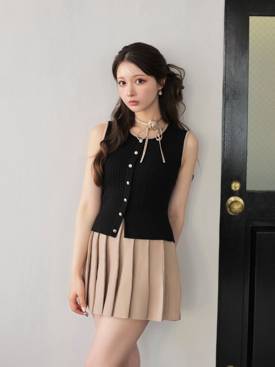Rose brooch piping knit setup(eme11084)