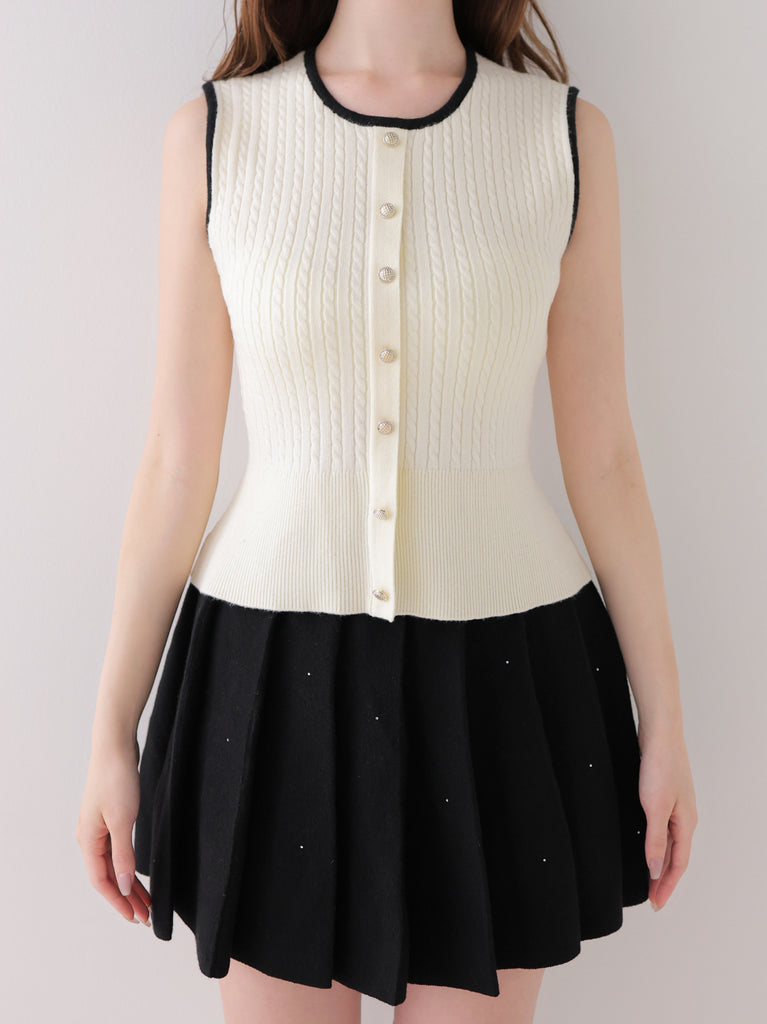 【Pre Order】Rose brooch piping knit setup(eme11084)